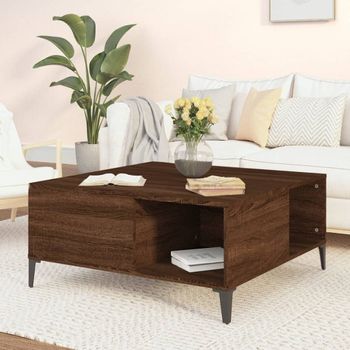 Mesa De Centro，mesa Auxiliar，mesa De Café Madera Contrachapada Roble Marrón 80x80x36,5 Cm Cfw774002