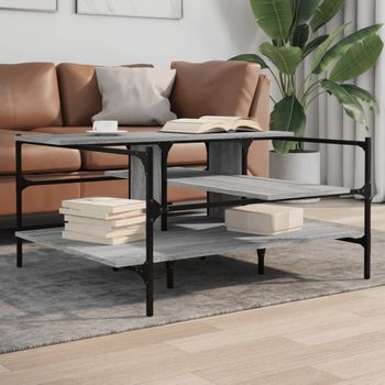 Mesa De Centro，mesa Auxiliar，mesa De Café Madera De Ingeniería Gris Sonoma 100x100x48,5 Cm Cfw774297