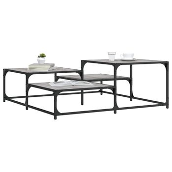 Mesa De Centro，mesa Auxiliar，mesa De Café Madera De Ingeniería Gris Sonoma 107x107x40 Cm Cfw774323