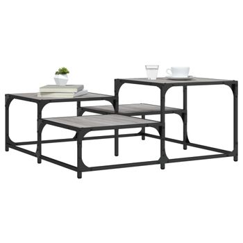 Mesa De Centro，mesa Auxiliar，mesa De Café Madera De Ingeniería Gris Sonoma 87,5x87,5x40 Cm Cfw774352