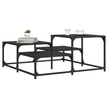 Mesa De Centro，mesa Auxiliar，mesa De Café Madera De Ingeniería Negra 87,5x87,5x40 Cm Cfw774406