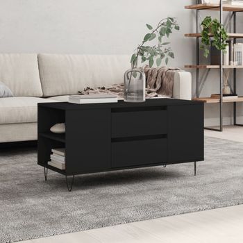 Mesa De Centro，mesa Auxiliar，mesa De Café Madera De Ingeniería Negro 102x44,5x50 Cm Cfw774418