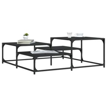 Mesa De Centro，mesa Auxiliar，mesa De Café Madera De Ingeniería Negro 107x107x40 Cm Cfw774425