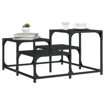 Mesa De Centro，mesa Auxiliar，mesa De Café Madera De Ingeniería Negro 68x68x40 Cm Cfw774444