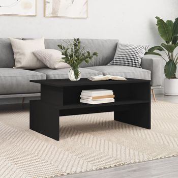 Mesa De Centro，mesa Auxiliar，mesa De Café Madera De Ingeniería Negro 90x55x42,5 Cm Cfw774449