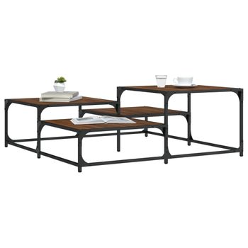 Mesa De Centro，mesa Auxiliar，mesa De Café Madera De Ingeniería Roble Marrón 107x107x40 Cm Cfw774530