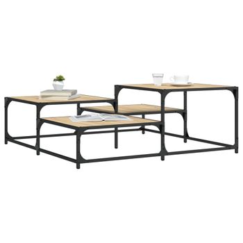 Mesa De Centro，mesa Auxiliar，mesa De Café Madera De Ingeniería Roble Sonoma 107x107x40 Cm Cfw774580