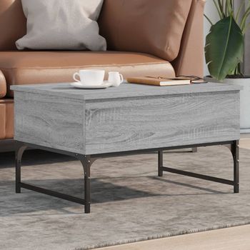 Mesa De Centro，mesa Auxiliar，mesa De Café Madera Ingeniería Metal Gris Sonoma 70x50x40 Cm Cfw774662