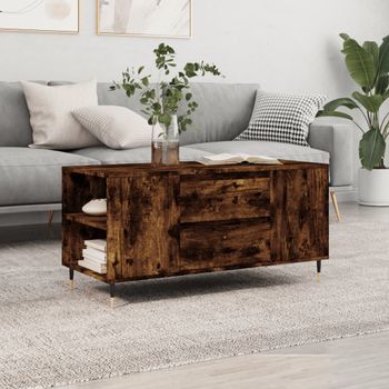 Mesa De Centro，mesa Auxiliar，mesa De Café Madera Ingeniería Roble Ahumado 102x44,5x50 Cm Cfw774720