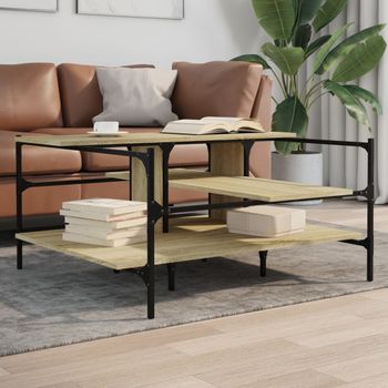 Mesa De Centro，mesa Auxiliar，mesa De Café Madera Ingeniería Roble Sonoma 100x100x48,5 Cm Cfw774728