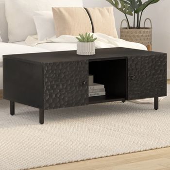 Mesa De Centro，mesa Auxiliar，mesa De Café Madera Maciza De Mango Negra 100x54x40 Cm Cfw774758