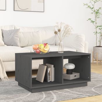 Mesa De Centro，mesa Auxiliar，mesa De Café Madera Maciza De Pino Gris 80x50x40 Cm Cfw774784