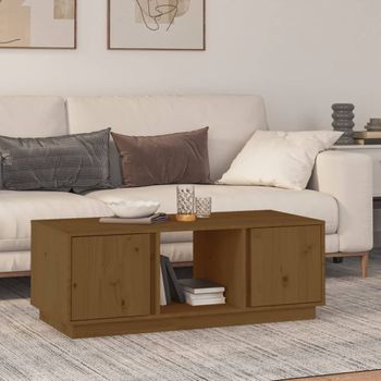 Mesa De Centro，mesa Auxiliar，mesa De Café Madera Maciza De Pino Marrón Miel 110x50x40 Cm Cfw774798