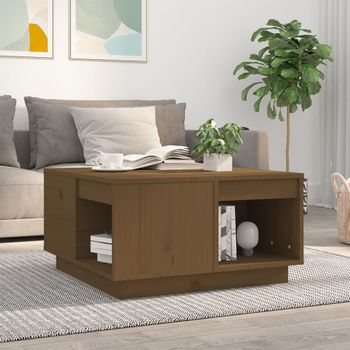 Mesa De Centro，mesa Auxiliar，mesa De Café Madera Maciza De Pino Marrón Miel 60x61x32,5 Cm Cfw774817