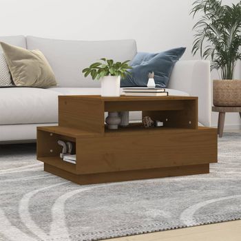 Mesa De Centro，mesa Auxiliar，mesa De Café Madera Maciza De Pino Marrón Miel 80x55x40,5 Cm Cfw774825