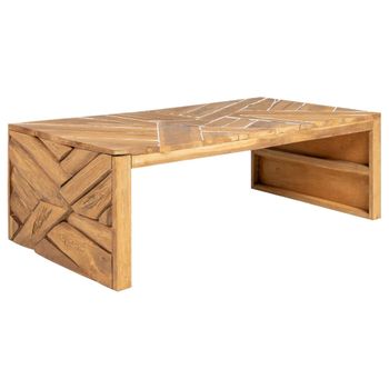 Mesa De Centro，mesa Auxiliar，mesa De Café Madera Maciza De Teca Erosionada 110x35x38 Cm Cfw774842