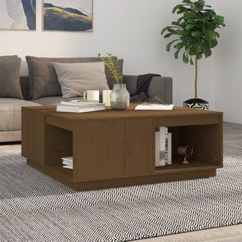 Mesa De Centro，mesa Auxiliar，mesa De Café Madera Maciza Pino Marrón Miel 100x101x40,5 Cm Cfw774857