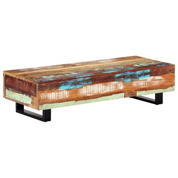 Mesa De Centro，mesa Auxiliar，mesa De Café Madera Maciza Reciclada Y Acero 120x50x30 Cm Cfw774880