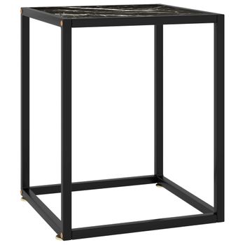 Mesa De Centro，mesa Auxiliar，mesa De Café Negra Con Vidrio De Mármol Negro 40x40x50 Cm Cfw774915