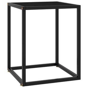 Mesa De Centro，mesa Auxiliar，mesa De Café Negra Con Vidrio Negro 40x40x50 Cm Cfw774917