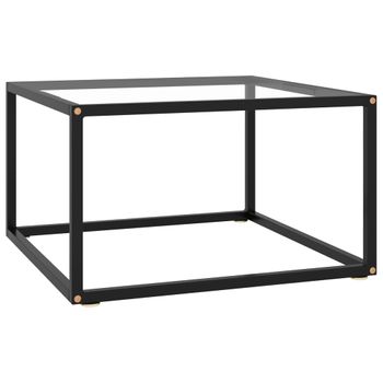 Mesa De Centro，mesa Auxiliar，mesa De Café Negra Con Vidrio Templado 60x60x35 Cm Cfw774920