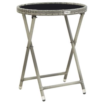 Mesa De Centro，mesa Auxiliar，mesa De Café Ratán Sintético Y Vidrio Templado Gris 60 Cm Cfw774956