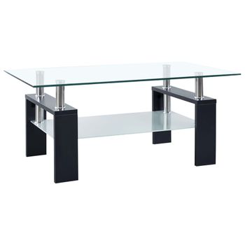 Mesa De Centro，mesa Auxiliar，mesa De Café Vidrio Templado Negro Transparente 95x55x40 Cm Cfw774991