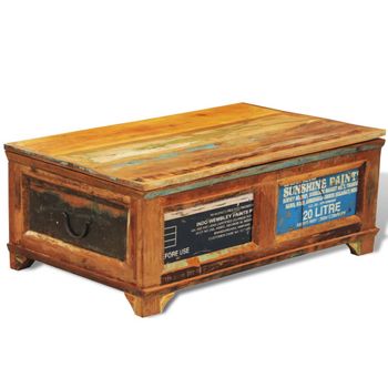 Mesa De Centro，mesa Auxiliar，mesa De Café Vintage Con Almacenaje Madera Reciclada Cfw774996