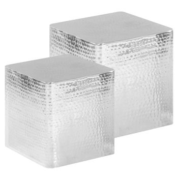 Pack 2 Uds Mesas De Centro，mesa Auxiliar，mesa De Café Aluminio Plateado Cfw775774