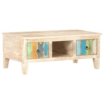 Mesita De Centro，mesa Auxiliar，mesa De Café Madera De Acacia Rugosa 100x55x40 Cm Cfw776021