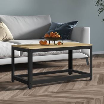 Mesita De Centro，mesa Auxiliar，mesa De Café Mdf Y Hierro Marrón Claro Y Negro 90x45x45 Cm Cfw776022