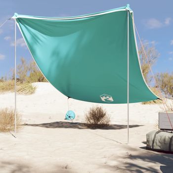 Toldo De Playa | Toldo Exterior | Toldo Parasol Con Anclas De Arena Verde 214x236 Cm Cfw800327