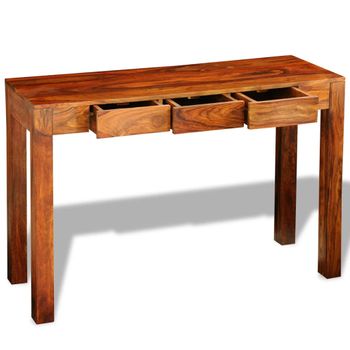 Mesa Consola | Mesa De Entrada | Mesa Auxiliar Con 3 Cajones Madera Maciza Sheesham 80 Cm Cfw771536