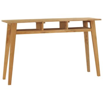 Mesa Consola | Mesa De Entrada | Mesa Auxiliar De Madera De Teca Maciza 120x35x75 Cm Cfw771614