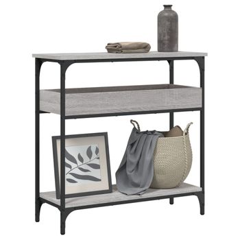 Mesa Consola | Mesa De Entrada | Mesa Auxiliar Estante Madera Ingeniería Sonoma Gris 75x29x75 Cm Cfw771743