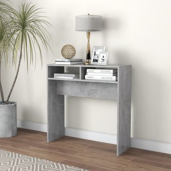 Mesa Consola | Mesa De Entrada | Mesa Auxiliar Madera De Ingeniería Gris Hormigón 78x30x80 Cm Cfw771812