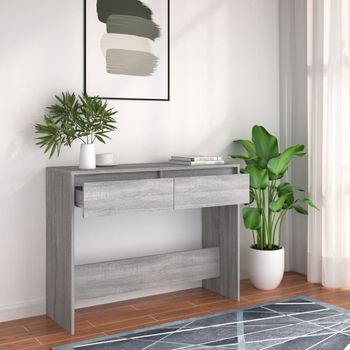 Mesa Consola | Mesa De Entrada | Mesa Auxiliar Madera De Ingeniería Gris Sonoma 100x35x76,5 Cm Cfw771830