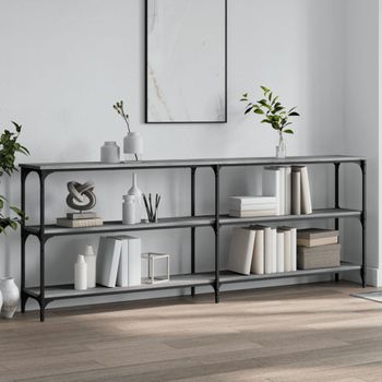 Mesa Consola | Mesa De Entrada | Mesa Auxiliar Madera De Ingeniería Gris Sonoma 200x29x75 Cm Cfw771850