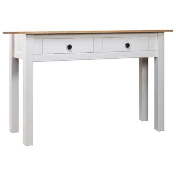 Mesa Consola | Mesa De Entrada | Mesa Auxiliar Madera Maciza Pino Panamá Blanco 110x40x72cm Cfw772140