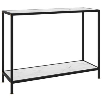 Mesa De Consola | Mesa De Entrada | Mesa Auxiliar Blanco Vidrio Templado 100x35x75 Cm Cfw775234