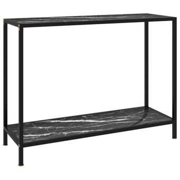 Mesa De Consola | Mesa De Entrada | Mesa Auxiliar Negro Vidrio Templado 100x35x75 Cm Cfw775238