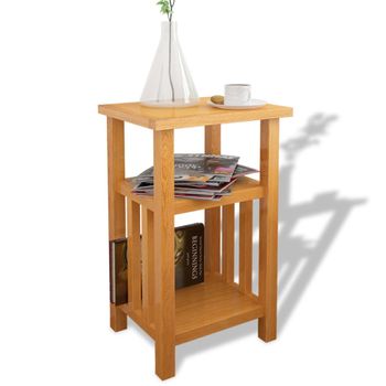 Mesa Auxiliar | Mesita Auxiliar | Mesa De Café Con Estante De Madera De Roble Maciza 27x35x55cm Cfw771140