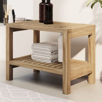 Mesa Auxiliar | Mesita Auxiliar | Mesa De Café De Baño Madera Maciza De Teca 60x30x45 Cm Cfw771159