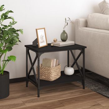 Mesa Auxiliar | Mesita Auxiliar | Mesa De Café De Madera Contrachapada Negro 55x38x45 Cm Cfw771229