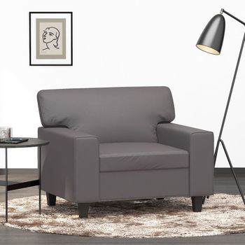 Sillón De Salón | Silla | Sillón Cuero Sintético Gris 60 Cmcfw791662