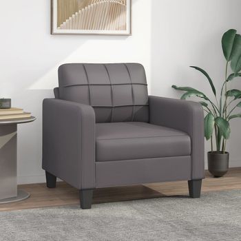 Sillón De Salón | Silla | Sillón Cuero Sintético Gris 60 Cmcfw791663