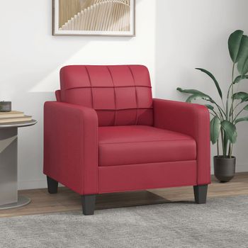 Sillón De Salón | Silla | Sillón Cuero Sintético Rojo Tinto 60 Cmcfw791673