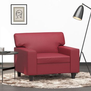 Sillón De Salón | Silla | Sillón Cuero Sintético Rojo Tinto 60 Cmcfw791676