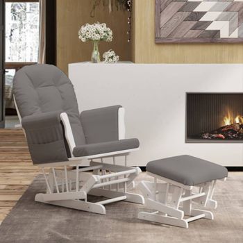 Sillón De Salón | Silla | Sillón De Lactancia Con Taburete Tela Gris Oscurocfw791706