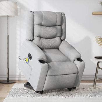 Sillón De Masaje | Sillón De Salón | Silla Eléctrico Reclinable Elevable Tela Gris Clarocfw791729